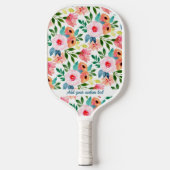 Waterverf Garden Flowers Aangepaste tekst Pickleball Paddle (Voorkant)
