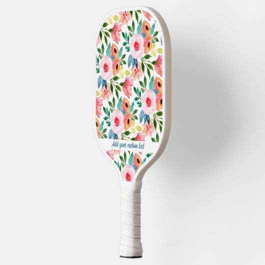  Waterverf Garden Flowers Aangepaste tekst Pickleball Paddle (Links)