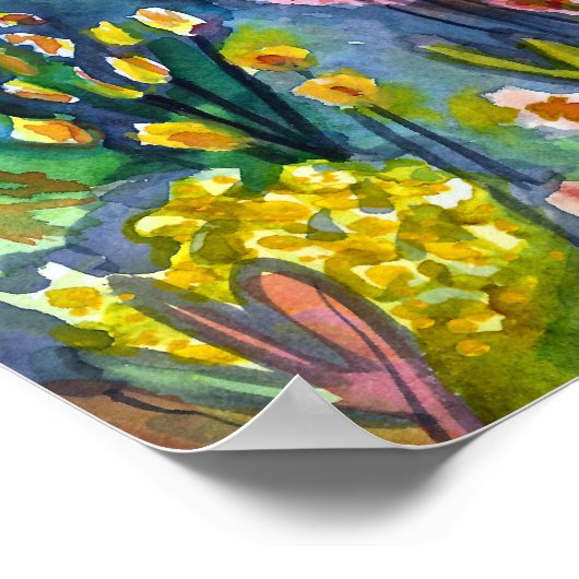 Waterverf Garden Flowers Art Poster (Hoek)