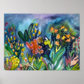 Waterverf Garden Flowers Art Poster (Voorkant)