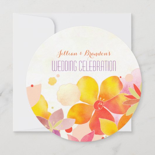 Waterverf Garden Flowers Boho Wedding Kaart (Voorkant)