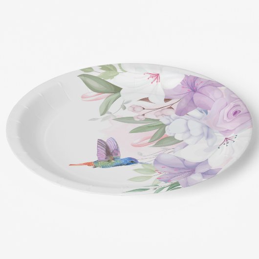 Waterverf Garden Flowers Hummingbird Bird Bedankt Papieren Bordje (Gekanteld)