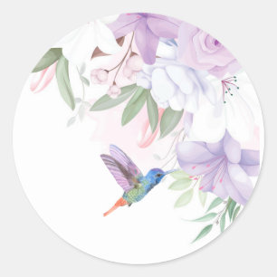 Waterverf Garden Flowers Hummingbird Bird Bedankt Ronde Sticker