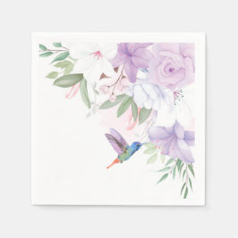 Waterverf Garden Flowers Hummingbird Bird Bedankt Servet
