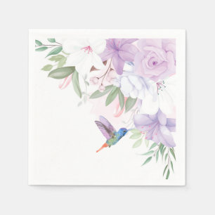 Waterverf Garden Flowers Hummingbird Bird Bedankt Servet