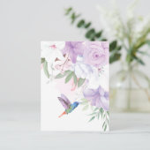 Waterverf Garden Flowers Hummingird Briefkaart (Staand voorkant)