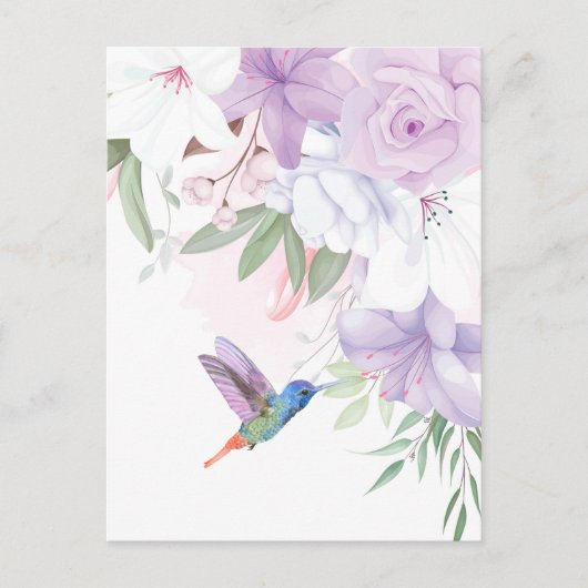 Waterverf Garden Flowers Hummingird Briefkaart (Voorkant)