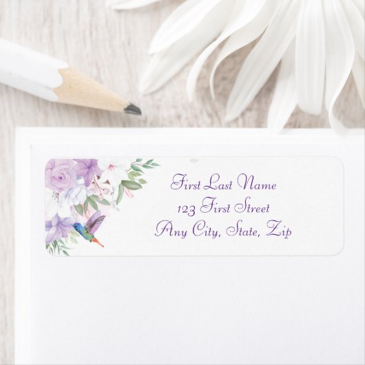 Waterverf Garden Flowers Hummingird Etiket (Insitu)