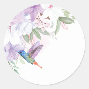 Waterverf Garden Flowers Hummingird Ronde Sticker