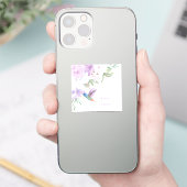 Waterverf Garden Flowers Hummingird Sticker (Telefoon)