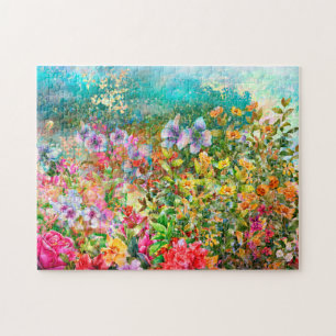Waterverf Garden Flowers Legpuzzel
