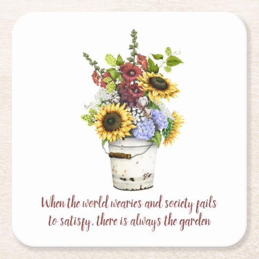 Waterverf Garden Flowers Quote Rustic Farmhouse Kartonnen Onderzetters (Voorkant)