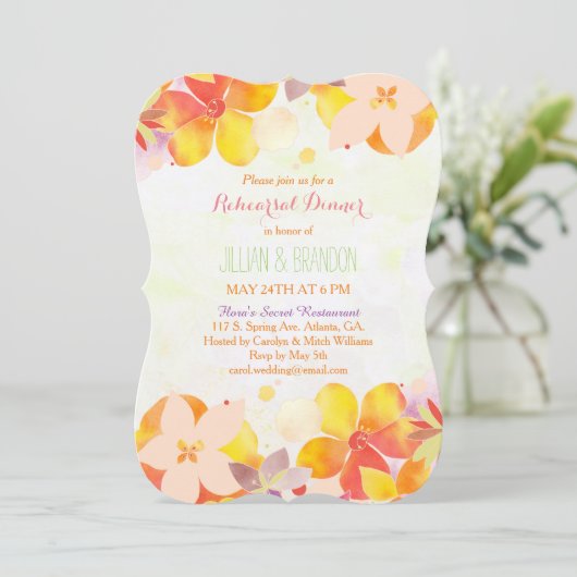 Waterverf Garden Flowers Weddenschap repetitie Kaart (Staand voorkant)