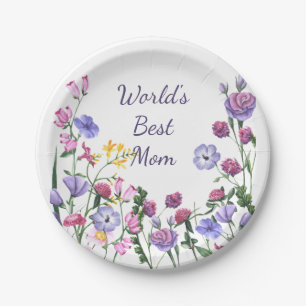 Waterverf Garden Flowers World's Best Mam Papieren Bordje