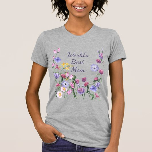 Waterverf Garden Flowers World's Best Mam T-shirt (Voorkant)