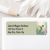 Waterverf Garden Hummingbird Natuur Bird Adres Etiket (Insitu)