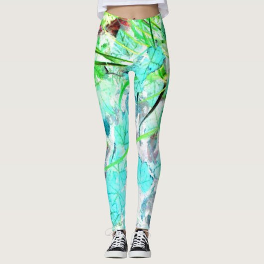 Waterverf Garden Impressionist Yoga Pants Runing Leggings (Voorkant)