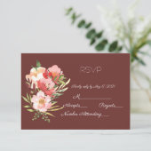 Waterverf Garden Rose Bouquet RSVP Kaartje (Staand voorkant)