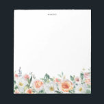 Waterverf Garden Rozen Garland gepersonaliseerd Notitieblok<br><div class="desc">Een elegant en griesachtig notitieblok met een waterverf grond bestaande uit rozen van tuin,  kool,  rozen van witte bloemen en bladspatten. Dit zal een perfect vrouwelijk accent zijn voor je kantoor. Personaliseer door een naam of een korte uitdrukking toe te voegen.</div>