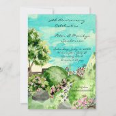 Waterverf Garden Scene - Gepersonaliseerd Jubileum Kaart (Voorkant)