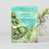 Waterverf Garden Scene - Gepersonaliseerd Jubileum Kaart (Staand voorkant)
