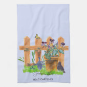 Waterverf Garden Scene Persoonlijk hoofd Gardener Theedoek (Verticaal)