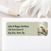 Waterverf Garden Sparrow Natuur Bird Adres Etiket (Insitu)