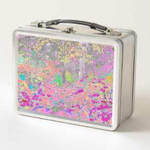 Waterverf Garden Sunrise met paarse bloemen