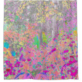 Waterverf Garden Sunrise met paarse bloemen Douchegordijn (Voorkant)