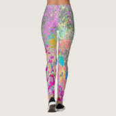 Waterverf Garden Sunrise met paarse bloemen Leggings (Achterkant)
