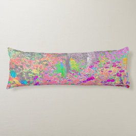 Waterverf Garden Sunrise met paarse bloemen Lichaamskussen