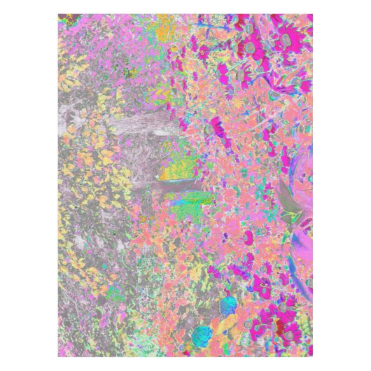 Waterverf Garden Sunrise met paarse bloemen Tafelkleed (Voorkant)