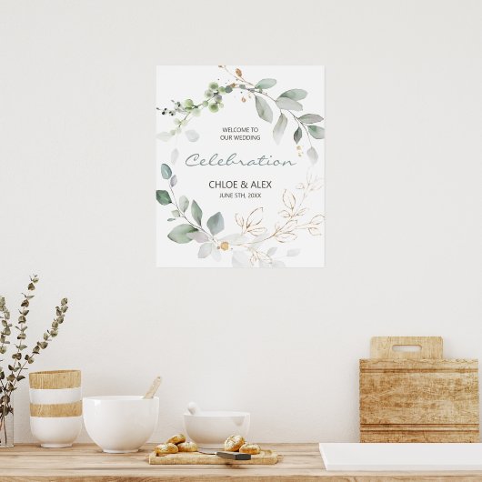 Waterverf Garden Wedding Poster (Keuken)