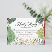 Waterverf Garden Wedding RSVP-kaart RSVP Kaartje (Staand voorkant)