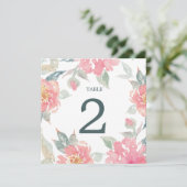 WATERVERF GARDEN WEDDING trouwtabelnummer Kaart (Staand voorkant)