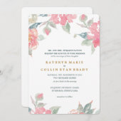 WATERVERF GARDEN WEDDING-uitnodiging Kaart (Voorkant / Achterkant)