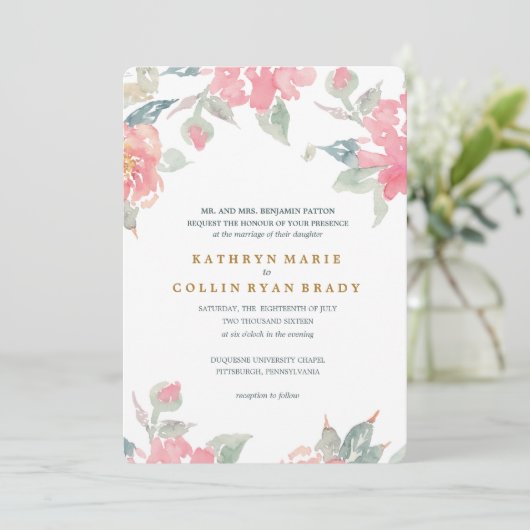 WATERVERF GARDEN WEDDING-uitnodiging Kaart (Staand voorkant)