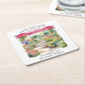 Waterverf Garden Wildflower Spring Save the Date Kartonnen Onderzetters (Schuin)