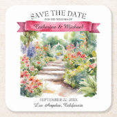 Waterverf Garden Wildflower Spring Save the Date Kartonnen Onderzetters (Voorkant)
