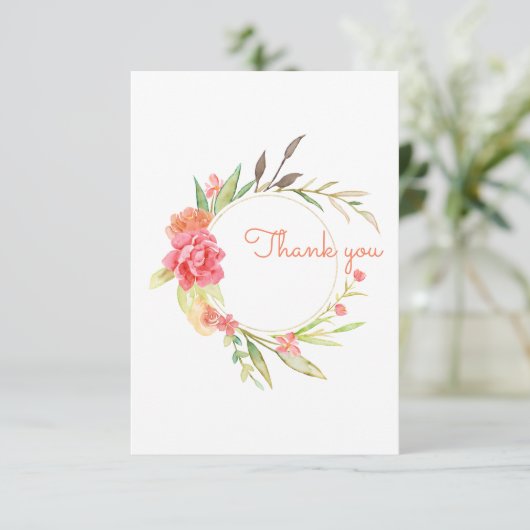 Waterverf Garden Wreath Bedankkaart (Staand voorkant)