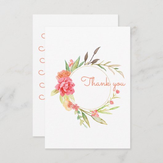 Waterverf Garden Wreath Bedankkaart (Voorkant / Achterkant)