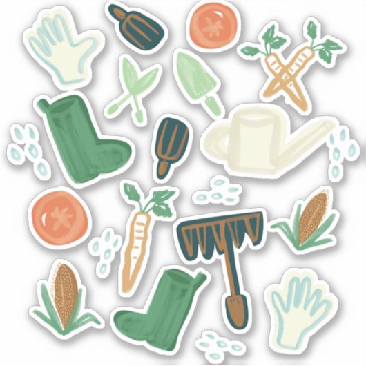 Waterverf Gardening Sticker (Voorkant)