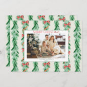 Waterverf Garland Bow Holiday Kaart (Voorkant / Achterkant)