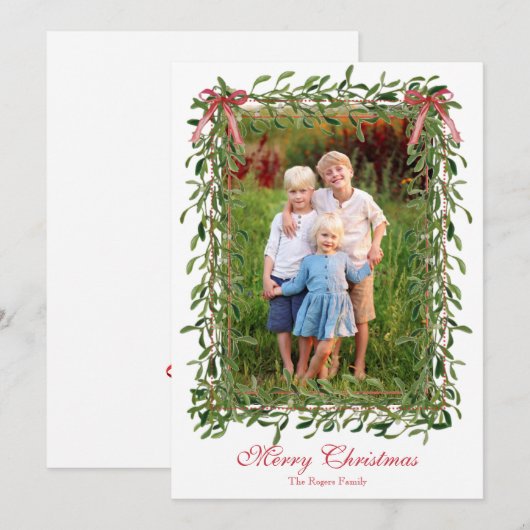 Waterverf Garland Kerst Kaart (Voorkant / Achterkant)