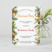 Waterverf Garland Pine & Berries Kerstfeest Kaart (Staand voorkant)