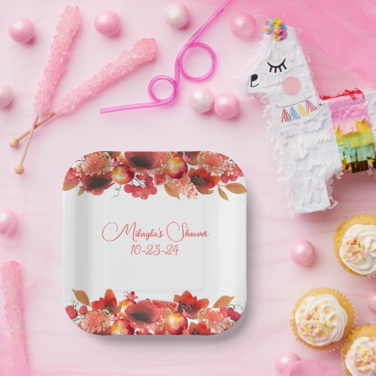 Waterverf Garland van vruchten en bessen Papieren Bordje (Feest)