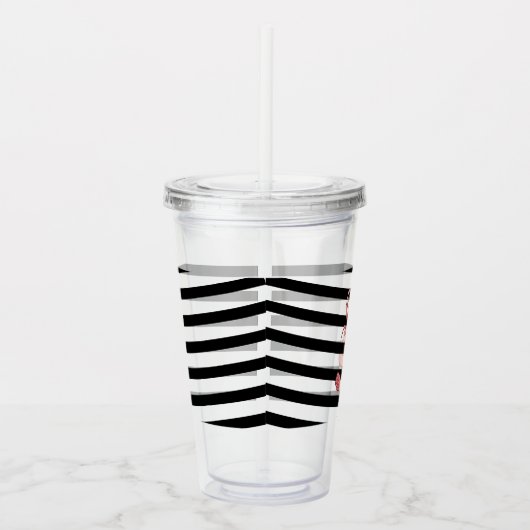 Waterverf garnaalstrepen Monogram Acryl Drinkbeker (Rechts)