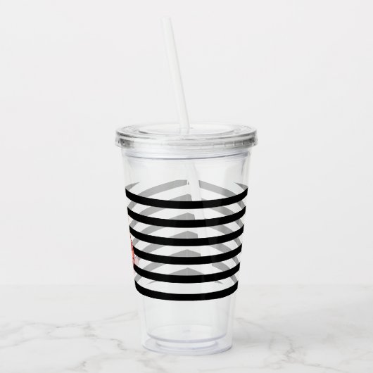 Waterverf garnaalstrepen Monogram Acryl Drinkbeker (Links)