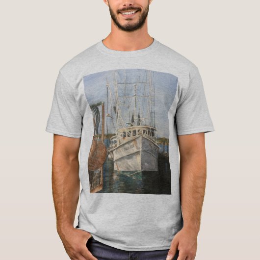 Waterverf Garnalenboot Kust Gevist T-shirt (Voorkant)
