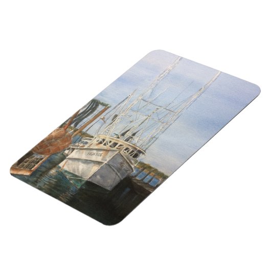 Waterverf Garnalenboot Kust Vist "Ocean Zeeen Magneet (Linkerzijde)